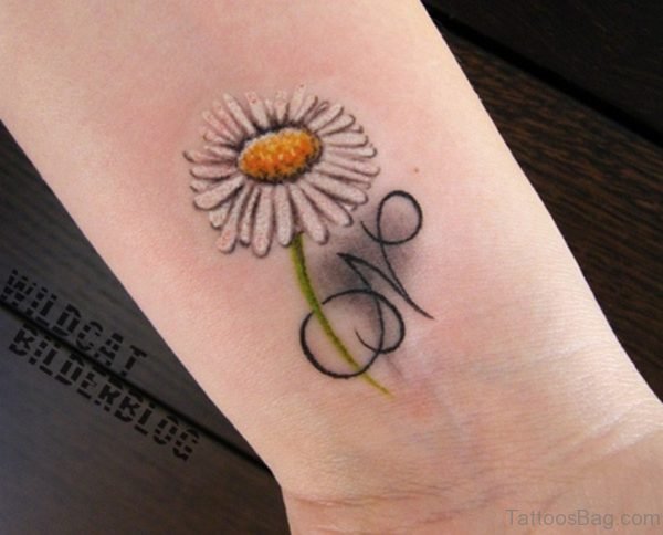 Cute Daisy Flower Tattoo On Wrist