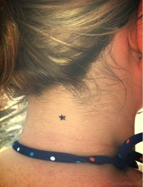 Little Star Tattoo On Neck