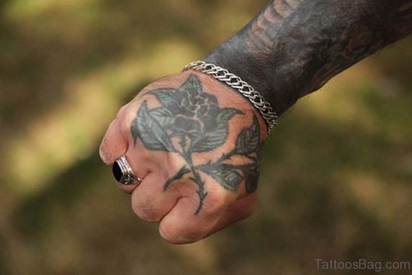 Cute Looking Rose Tattoo on Hand