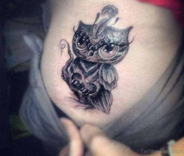 Cute Owl Tattoo On Shoulder
