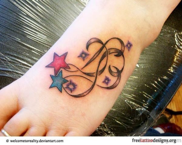 Cute Stars Tattoo On Foot
