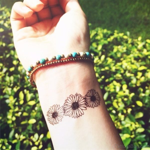 Daisy Tattoo On Wrist