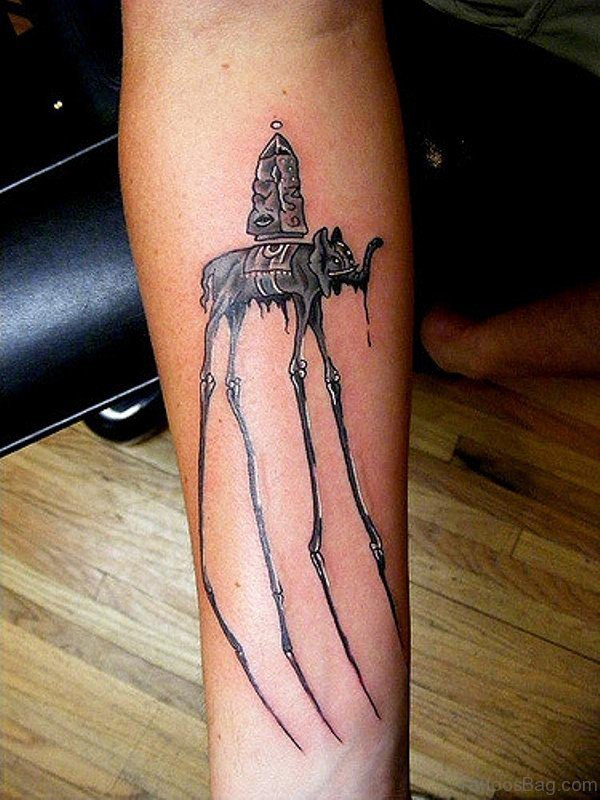 Dali Elephant Tattoo On Forearm