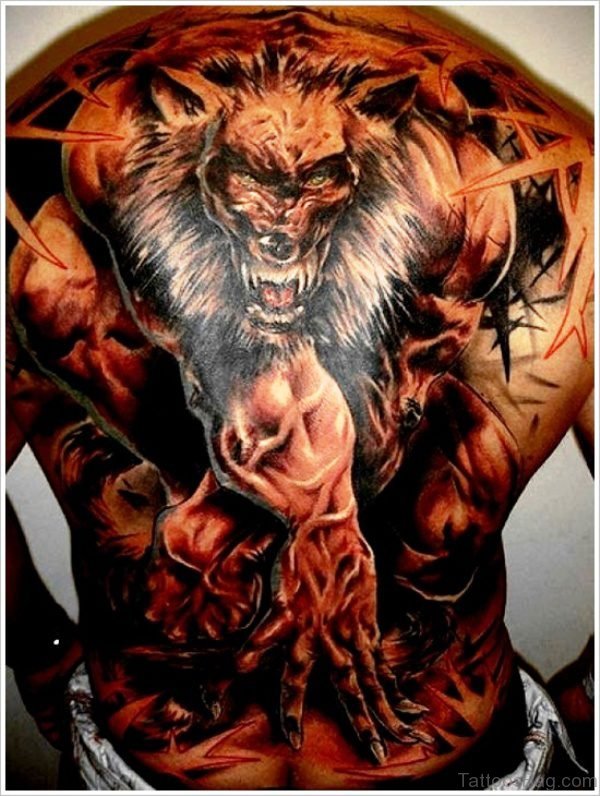 Dangerous Alpha Wolf Tattoo On Back
