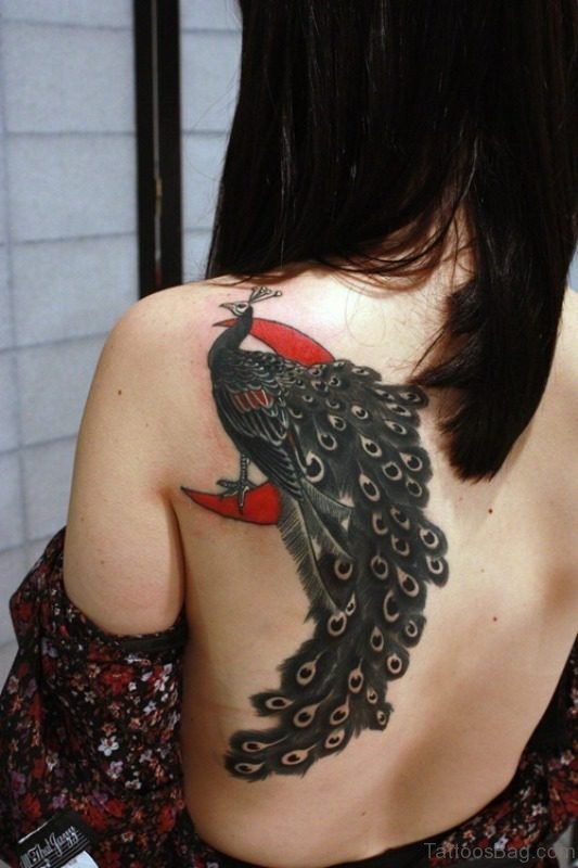 Dark Colored Peacock Tattoo