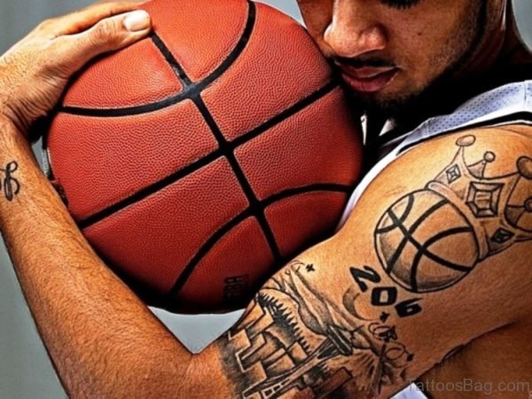 Dazzling Crowned Basketball Tattoo
