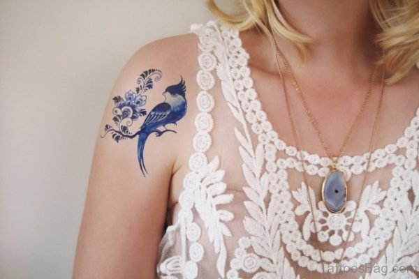 Delfts Blauw Tattoo On Shoulder 