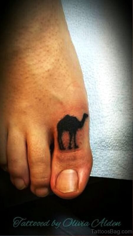 Delightful Camel Tattoo On Toe