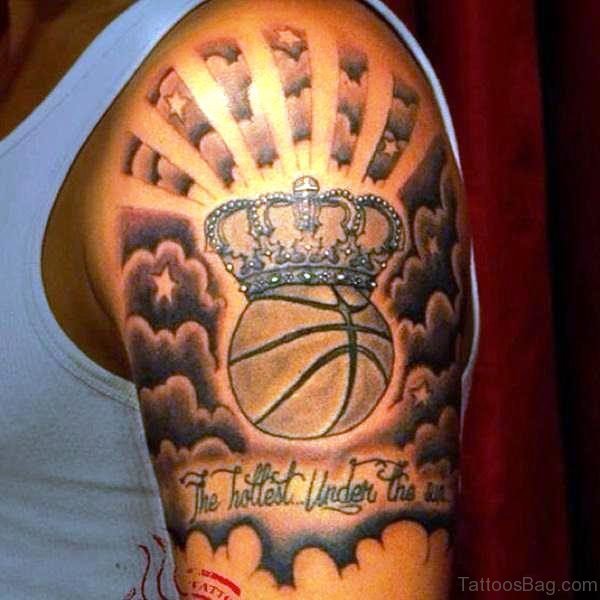Delightful Crownd Basketball Tattoo Design