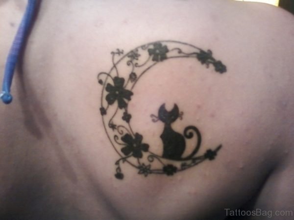 Designer Cat Tattoo On Shoulder