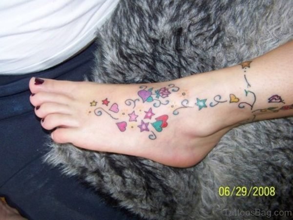 Designer Colored Star Tattoo