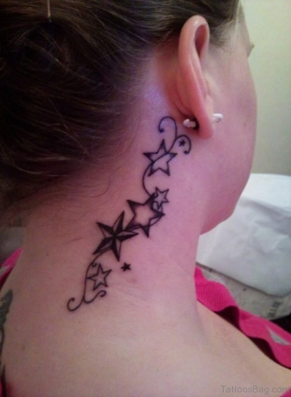 Stars tattoo On Neck