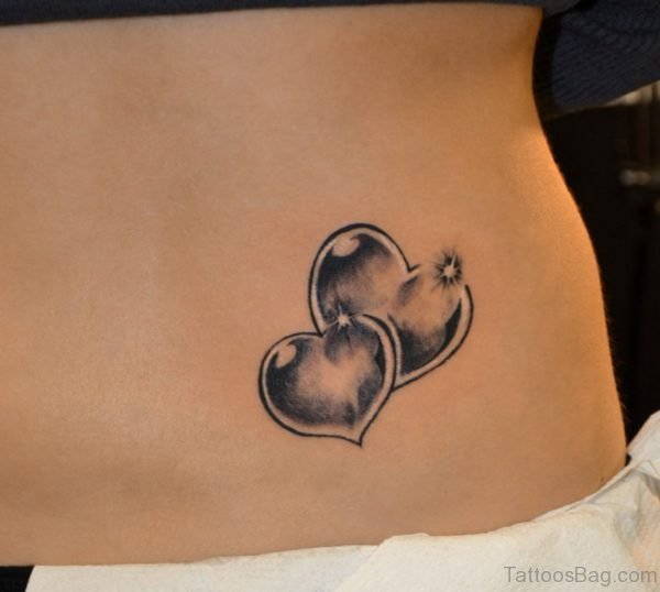 Double Heart Tattoo On Waist