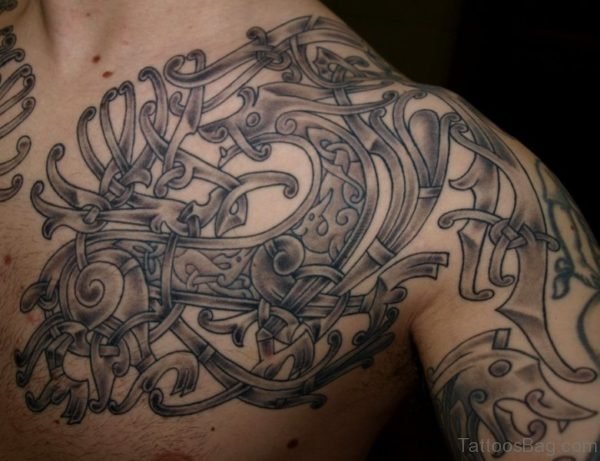 Dragon Nordic Tribal Shoulder Tattoo