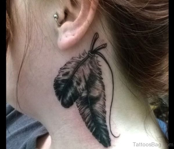 Eagle Feather Neck Tattoo