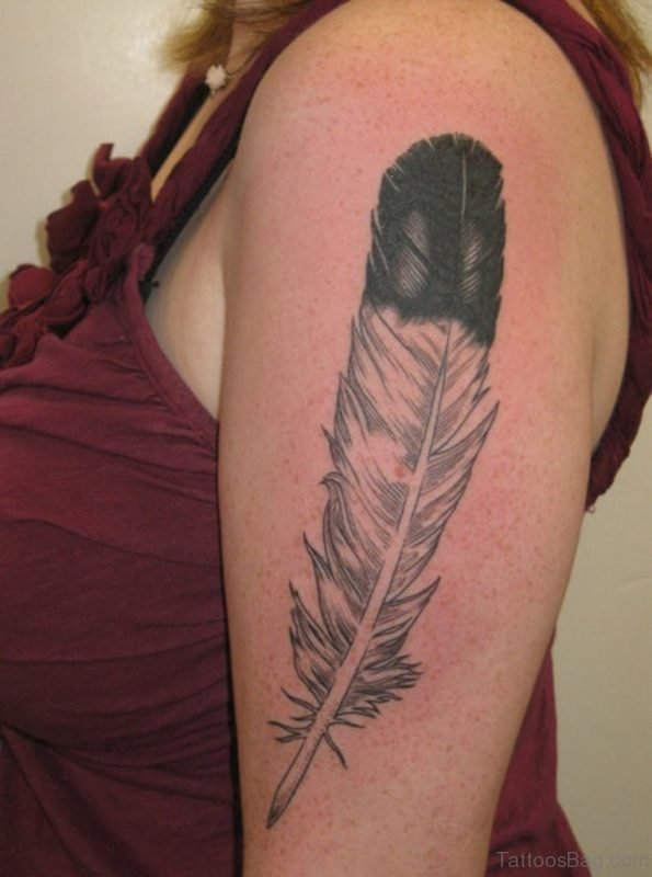 Eagle Feather Tattoo On Shoulder 