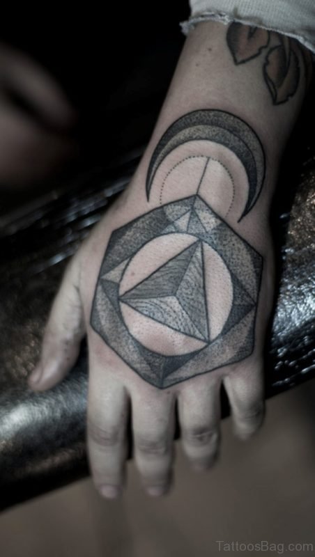 Elegant Geometric Tattoo Design For Hand