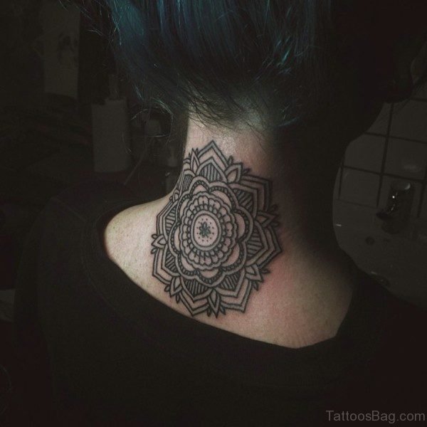 Elegant Mandala Neck Tattoo