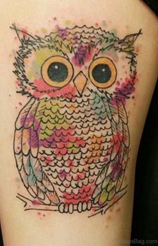 Elegant Owl Tattoo On Shoulder