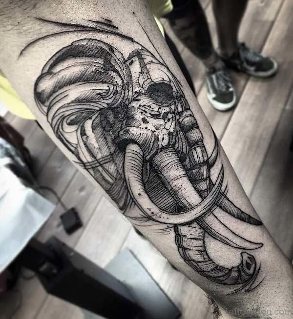 Elephant Skull Tattoo On Forearm
