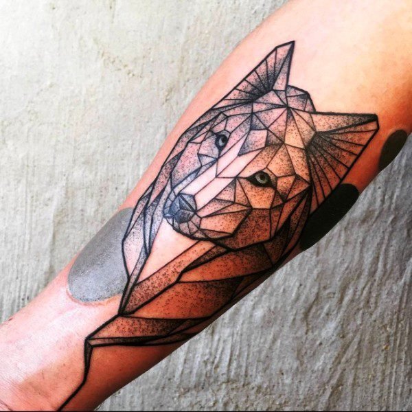 Excellent Alpha Wolf Tattoo On Arm