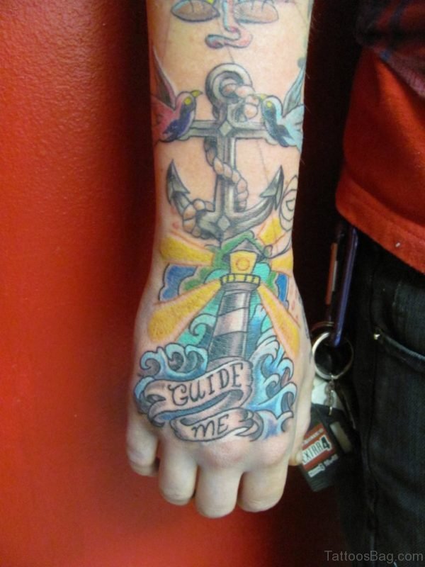 Excellent Anchor Tattoo On Hand