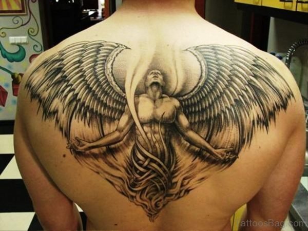 Excellent Archangel Tattoo On Back