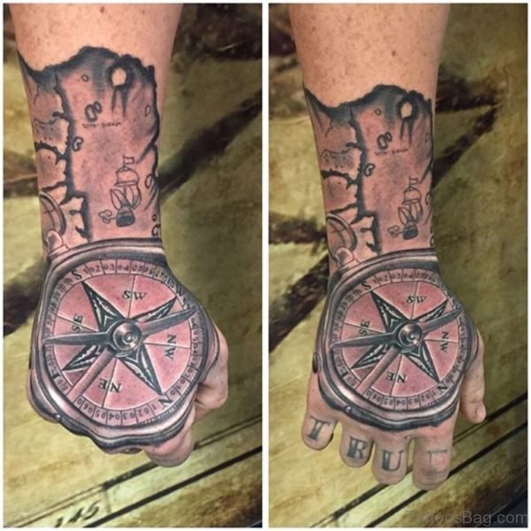 Excellent Compass Tattoo On Hand