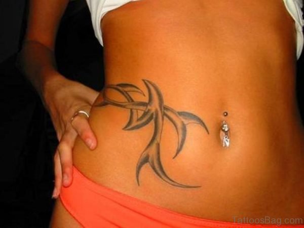 Excellent Tribal Tattoo On Stomach
