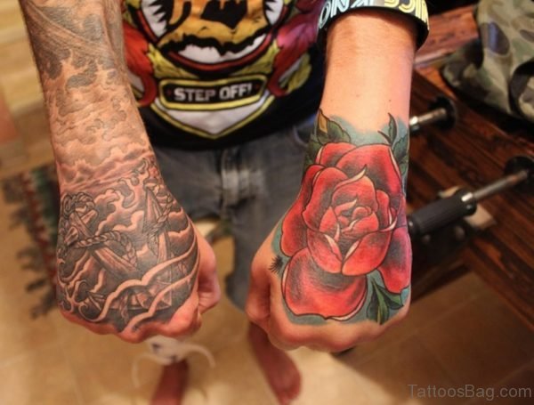 Eye Flower Tattoo On Hand