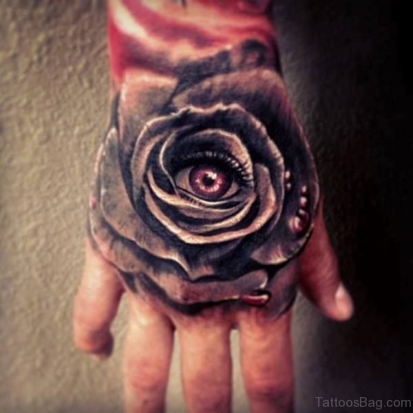 Eye Rose Tattoo On Hand