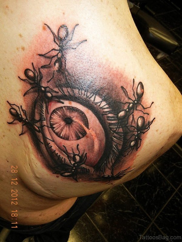 Eye Tattoo On Back Shoulder