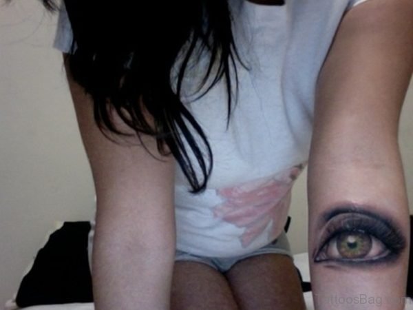 Eye Tattoo On Girl Arm