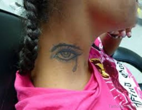 Eye Tattoo On Girl Neck