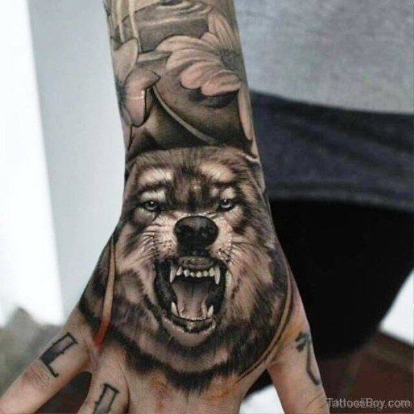 Fabulous Alpha Wolf Tattoo On Hand