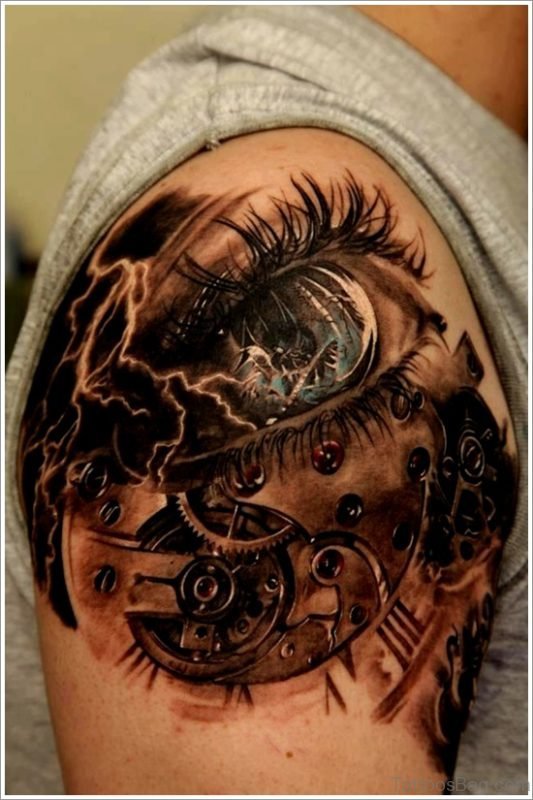 Fabulous Eye Tattoo On shoulder