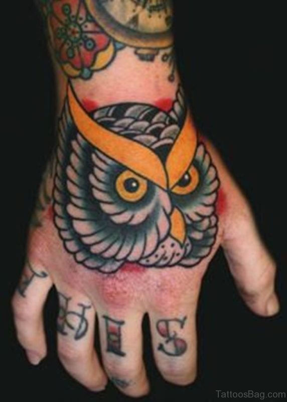 Fabulous Owl Tattoo On hand