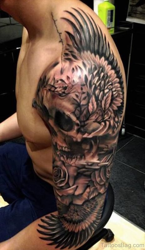 Fabulous Shoulder Joint Skull Tattoo
