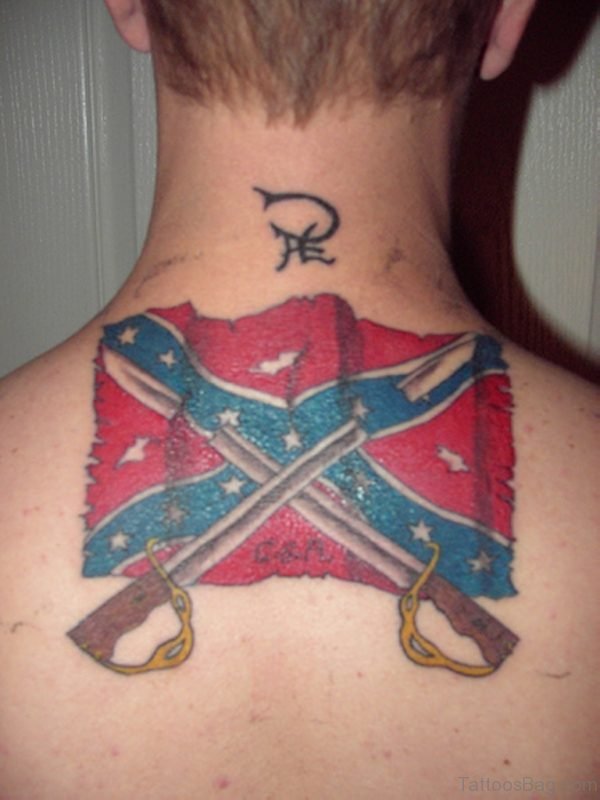 Flag Tattoo On Nape
