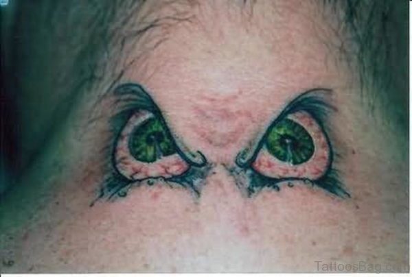Fancy Eye Tattoo On Nape