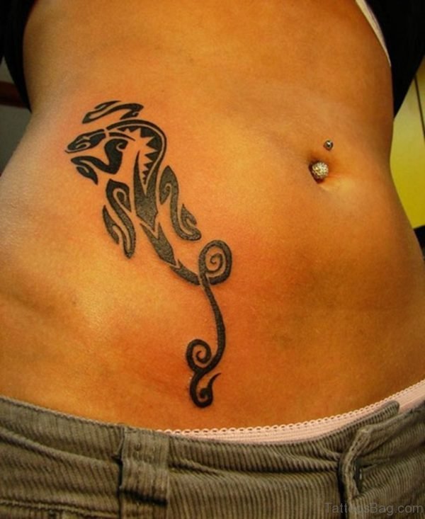 Fancy Tribal Tattoo On Stomach