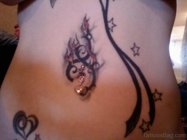 Fantastic Tribal Tattoo On Side Of Stomach