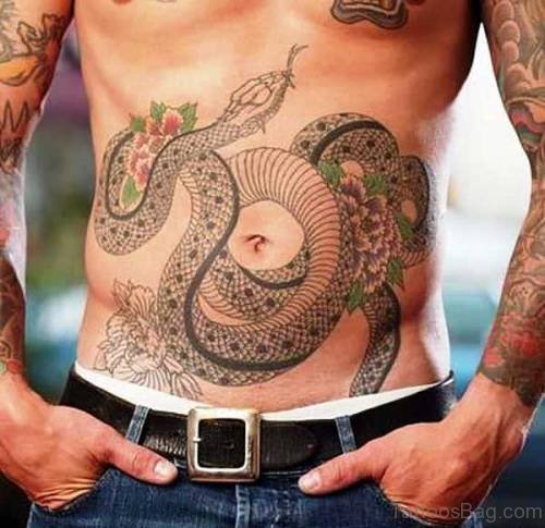 FantasticSnake Tattoo On Stomach