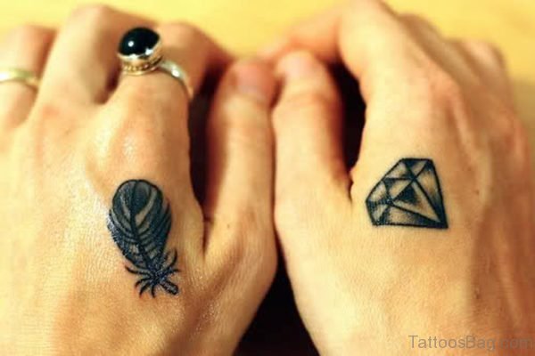 Feather And Diamond Tattoo