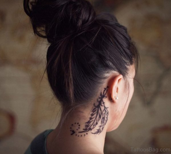 Feather Tattoo On Neck
