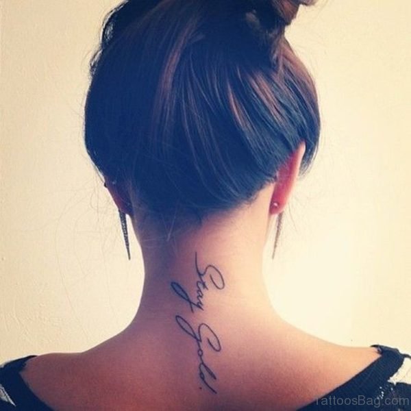 Feminine Script Neck Tattoo