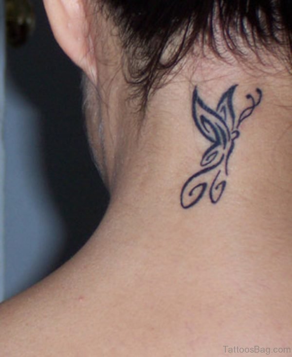 Feminine Tattoo Design On Nape