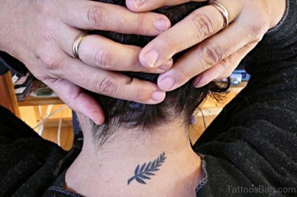 Fern Tattoo On Back Of The Neck