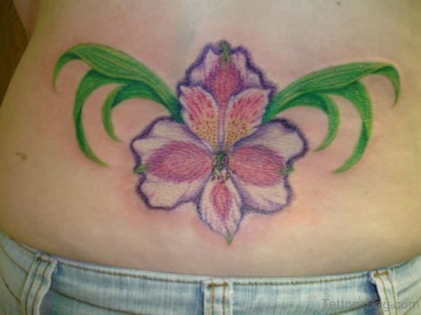 Fine Flower Tattoo On Waist