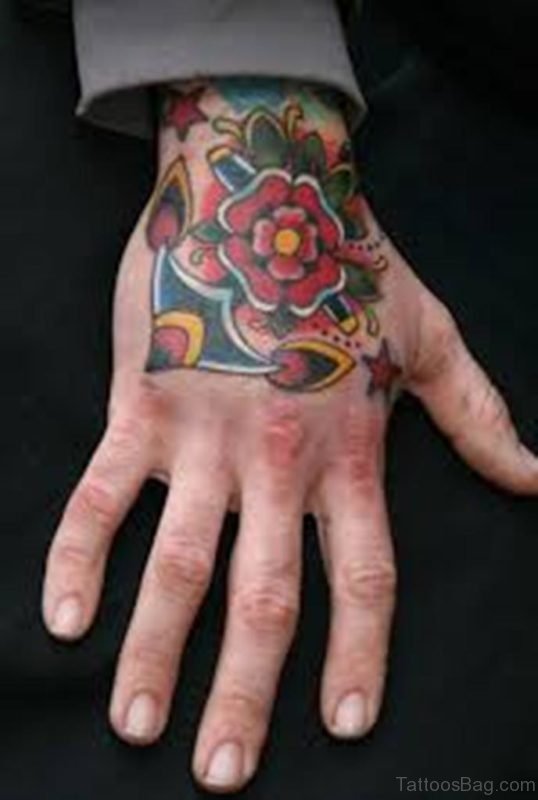 Flower And Anchor Tattoo